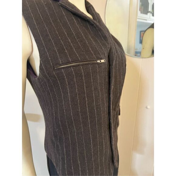 OOAK Al’s Attire North Beach Steam Punk Brown Pinstriped Many Zippers Vest S/M - Picture 5 of 11